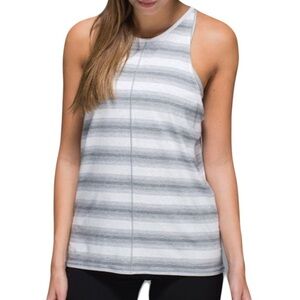Lululemon Find Your Zen Tank Capilano Stripe Heather White Grey Fits Like Large